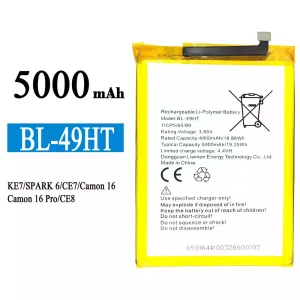 バッテリー BL-49HT 対応 Tecno KE7 / SPARK 6 / Camon 16 /Camon 16 Pro