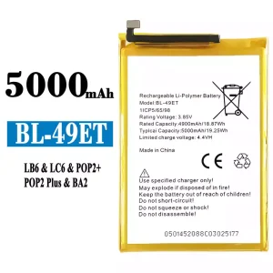 バッテリー BL-49ET 対応 Tecno LB6 / LC6 / POP2+ / POP2 Plus /BA2