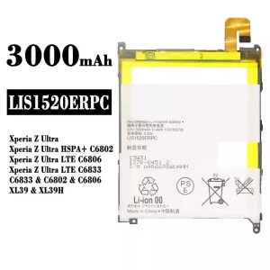 バッテリー LIS1520ERPC 対応 Sony Xperia Z Ultra / Xperia Z Ultra HSPA+ C6802 / Xperia Z Ultra LTE C6806 / Xperia Z Ultra LTE C6833