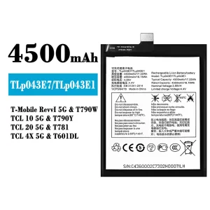 バッテリー TLP043E7/TLP043E1 対応 Alcatel T-Mobile RevvI 5G/TCL 10 5G/TCL 20 5G/TCL 4X 5G